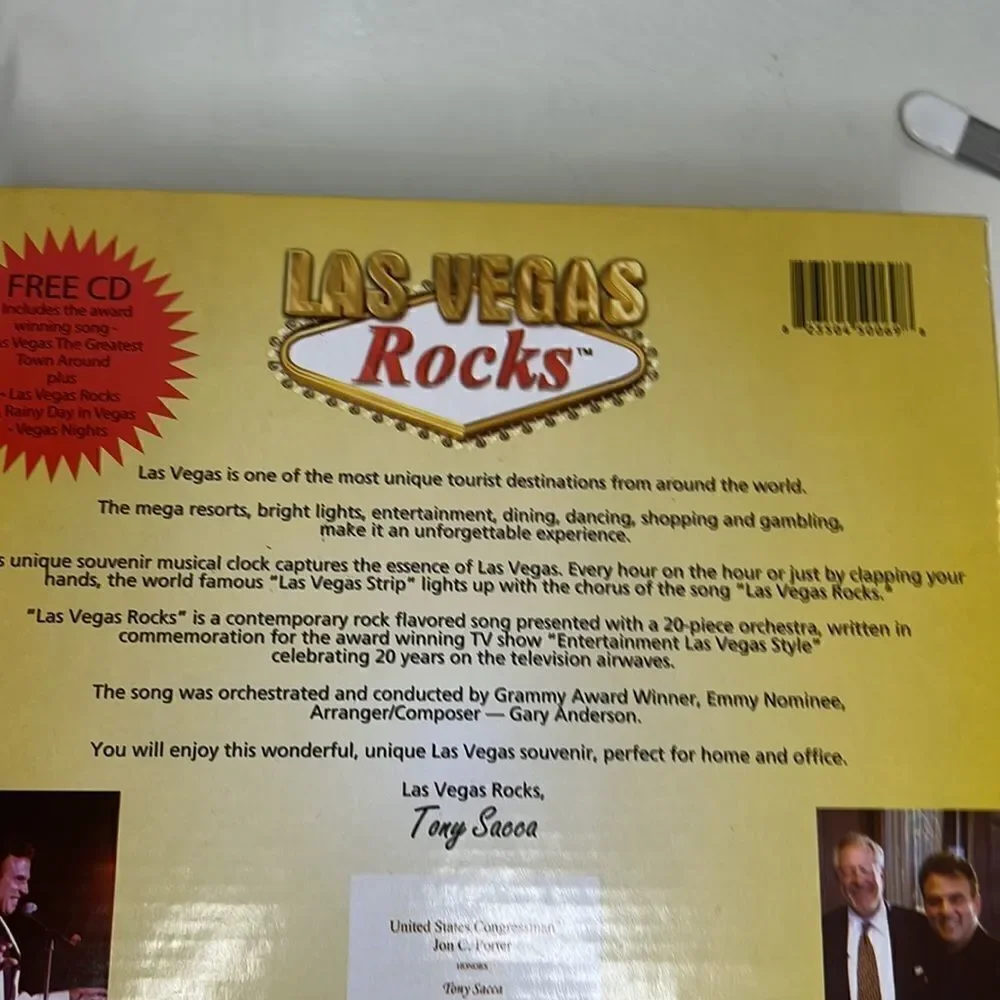 Las Vegas Musical Clock Collectible Souvenir Free CD Included 4 Original Songs